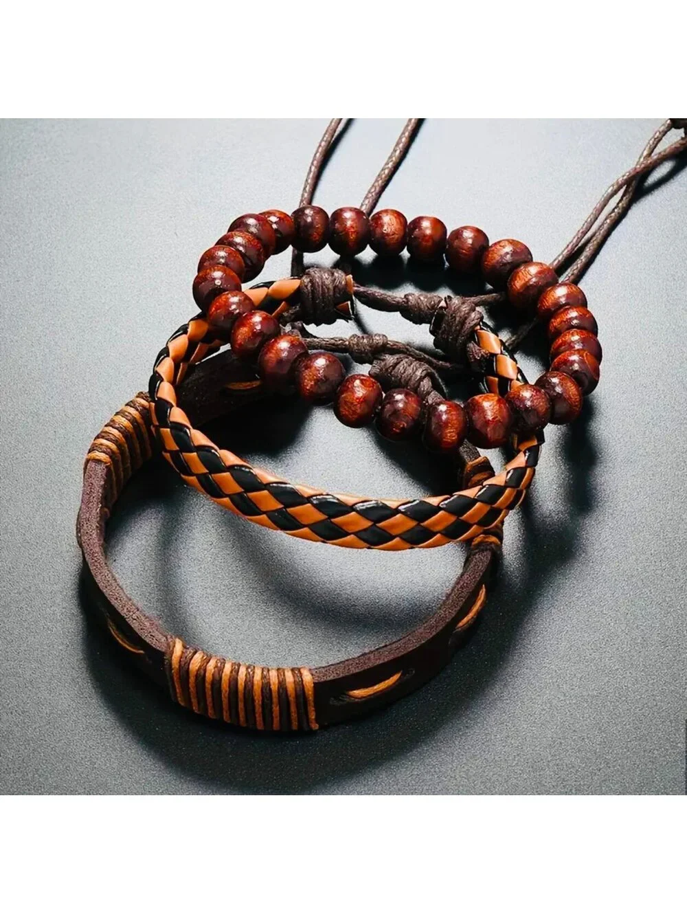 New - Men’s (Unisex) Multi-Layered Leather Bracelet Set